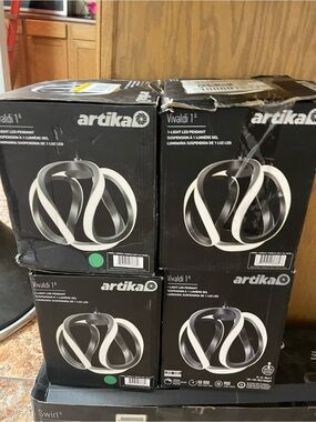 Lot Of 4 Artika Vivaldi 1- Light LED Black Hanging Mini Pendant Light New